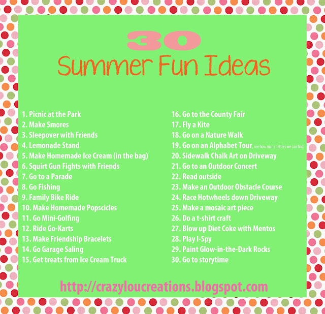 30 Summer Fun Ideas (free printable)