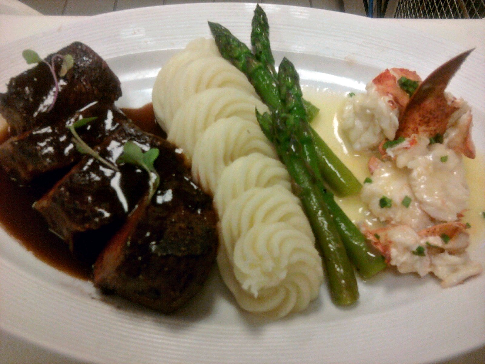 An American Chef Coulotte Steak with Butter poached Lobster
