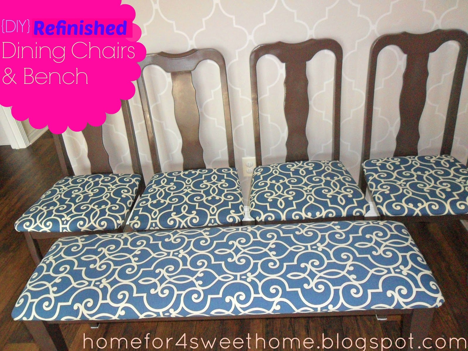 Home For4 Sweet Home Refinished Dining Chairs and Bench