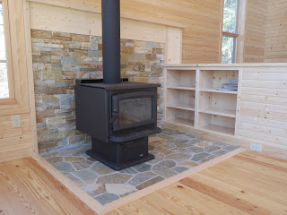 Wood, stove, pine, paneling, custom, cabinet, lake, home, huisman, ely, minnesota