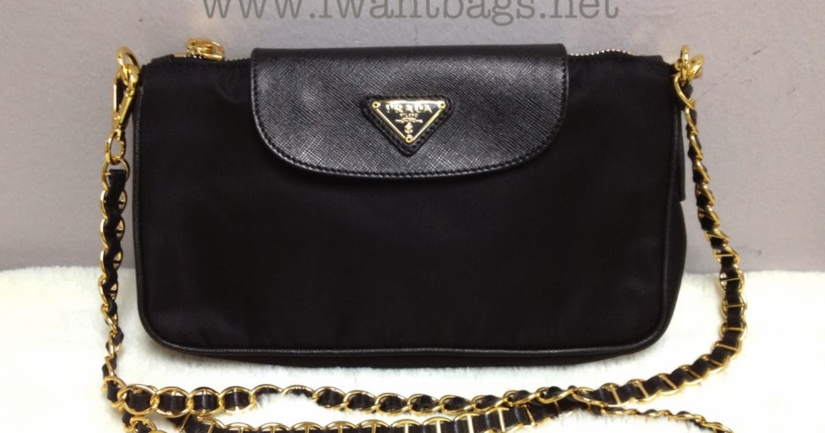 Prada Nylon Tessuto Saffiano Clutch Sling Bag BT0779Black
