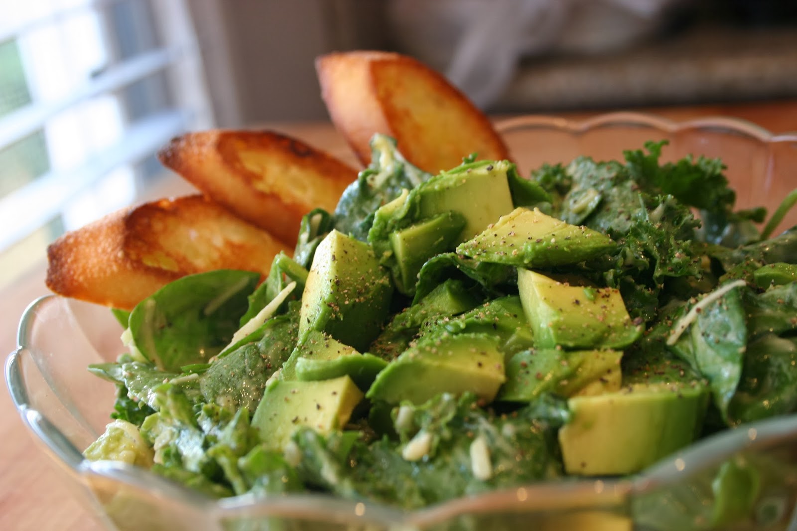 Just A Darling Life fancy caesar salad [spinach, kale, avocado whats