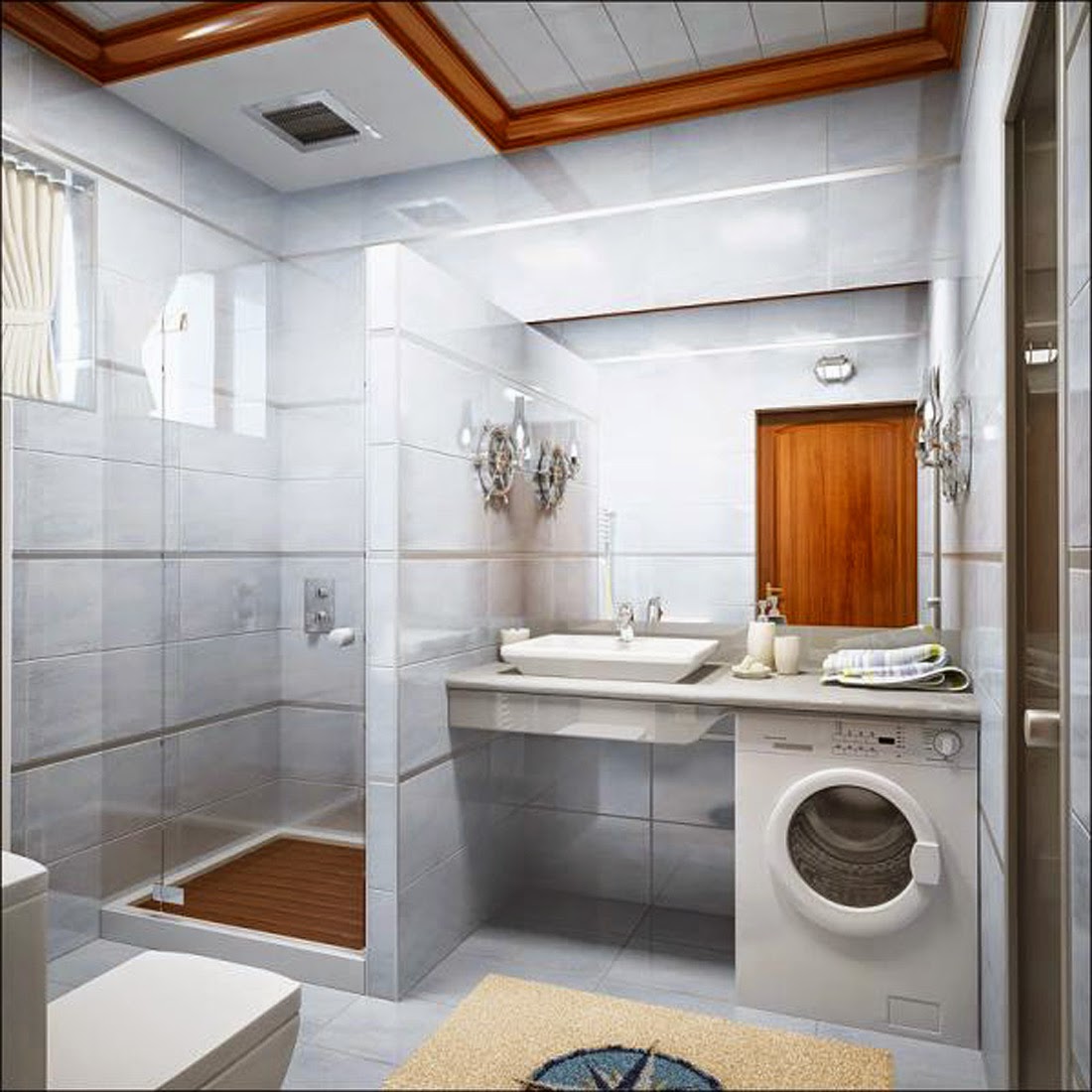 Cute Pinterest Hidden washing machine in bathroom