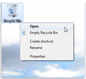 Recycle Bin in Right Click Context Menu