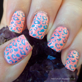 Funky stamped leopard print nail art