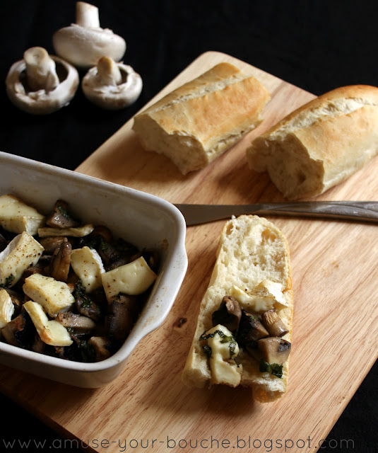 Roasted garlic mushrooms with brie recipe