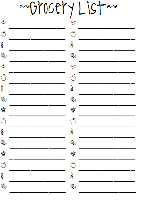 cute grocery list template