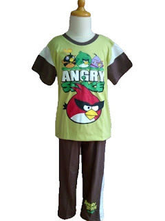 baju anak motif Angry Bird Hijau