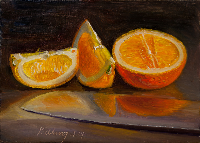 Wang Fine Art orange slices daily painting a day still life oil