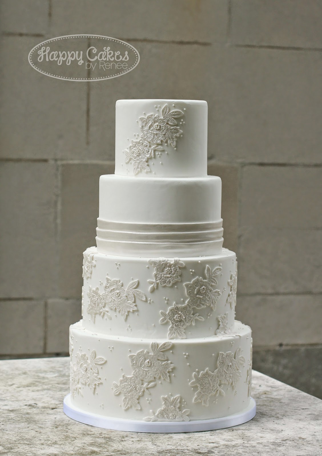 Happy Cakes Bakes Lace Applique Cake