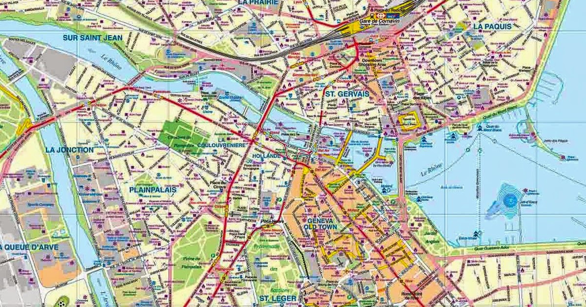 City Map Of Geneva Switzerland Free Printable Maps