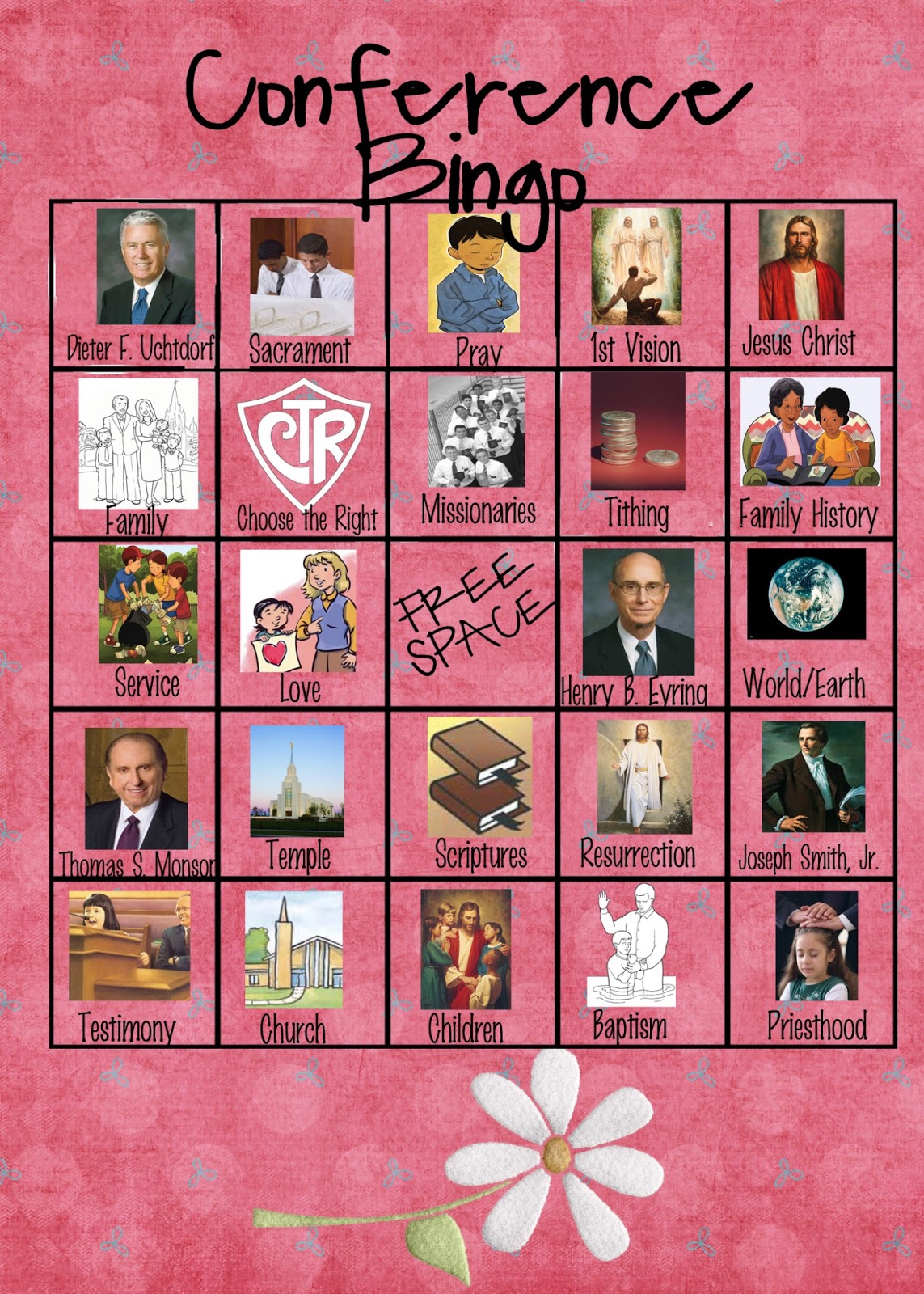 LDS Handouts Spring Conference Bingo