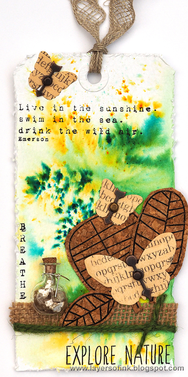 Layers of ink - Textured Brusho Tag by Anna-Karin