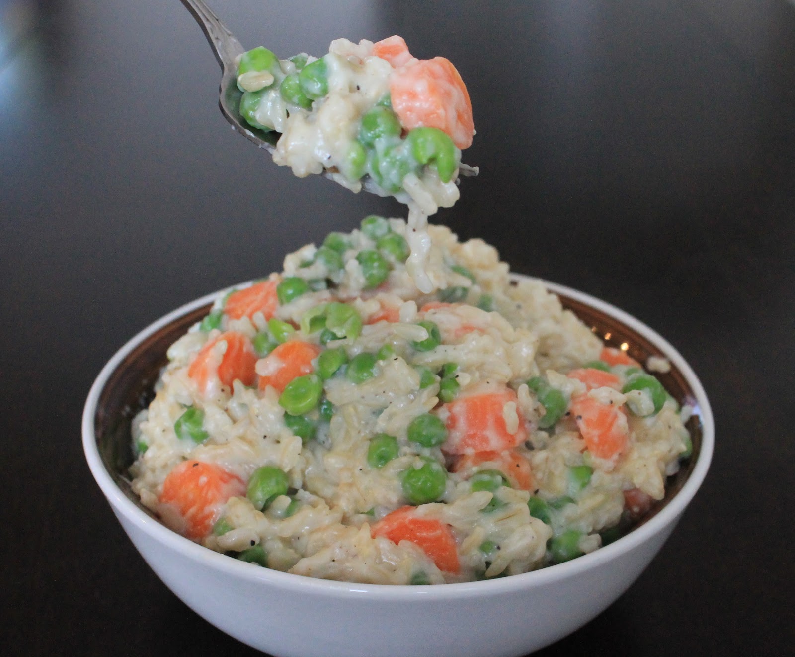 The Cultural Dish Brown Rice with Creamed Peas and Carrots
