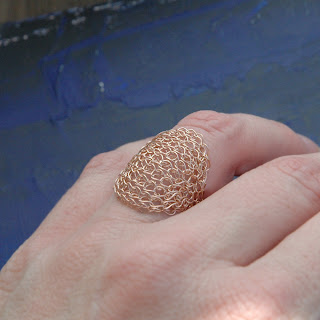 rose gold wire crochet ring