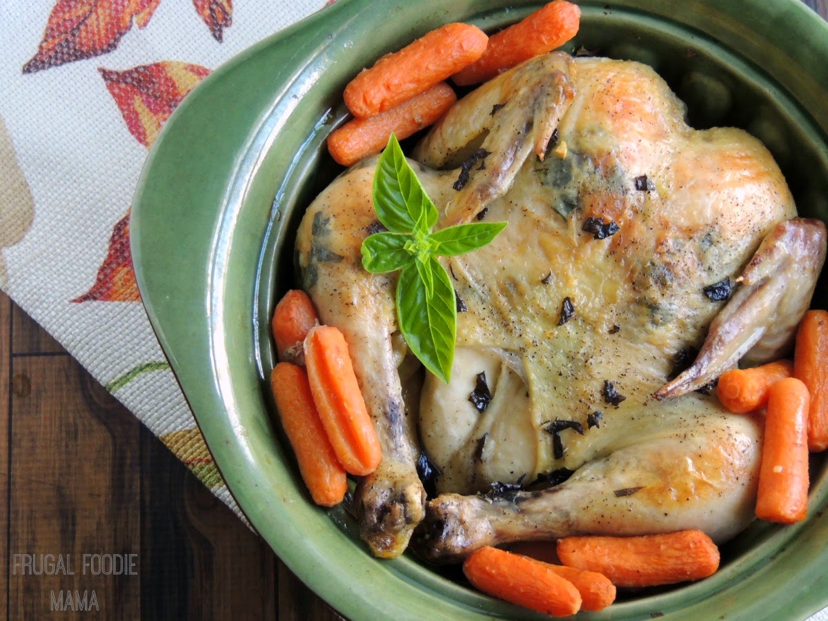 Frugal Foodie Mama Basil & Garlic Slow Cooker Roasted Chicken