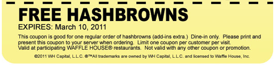 Waffle house coupons