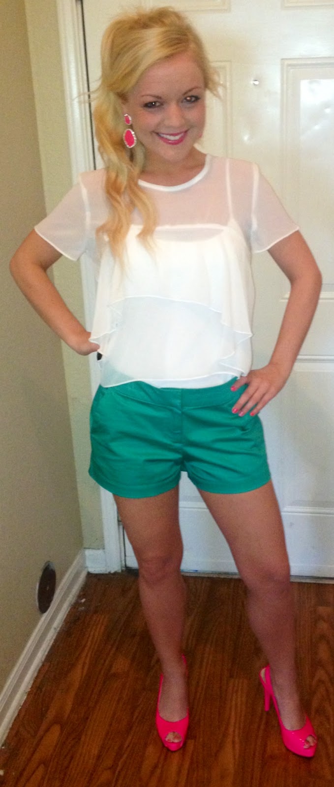 Teal Shorts + Neon Pink Ashley's Passion for Fashion