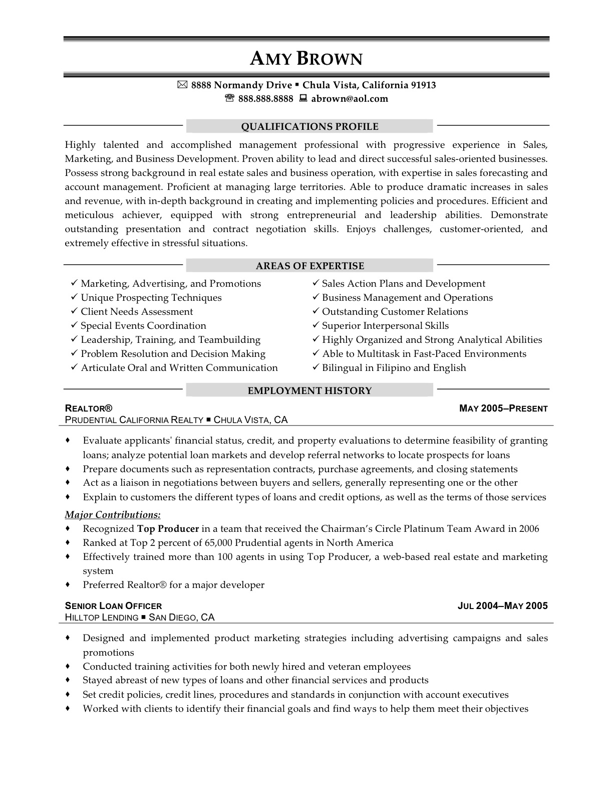 resume samples real estate consultant resume