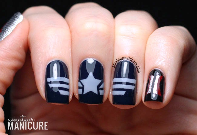 Manicure A Nail Art Blog Captain America The Winter Here S A Shot Where I Attempted To Show How The Stripes On Captain America Nails All Line Up Create Design His Uniform