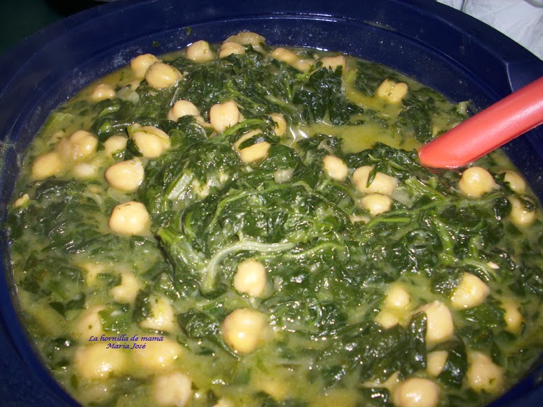 La hornilla de mamá Espinacas con garbanzos en Thermomix