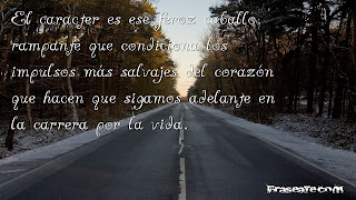 El caracter es ese feroz caballo rampante que condiciona los impulsos más salvajes del corazón que hacen que sigamos adelante en la carrera por la vida.