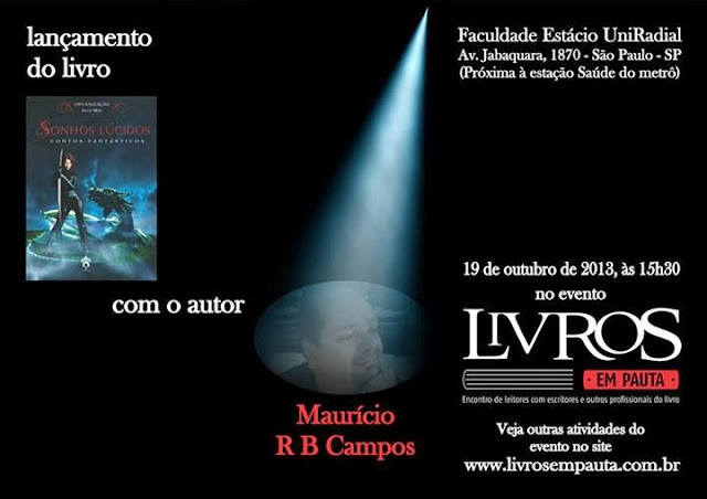 Convite para o evento de lançamento do livro Sonhos Lúcidos na Estácio Uniradial em São Paulo