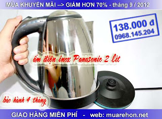 Ấm inox điện đun nước sôi siêu nhanh panasonic:   138. 000đ