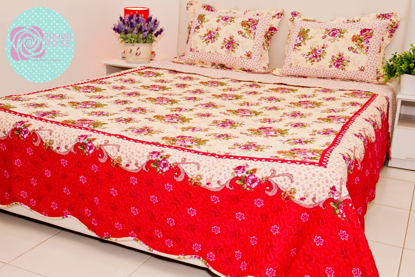 Zahra Rose Design (Cotton Patchwork Bed sheet) COTTON PATCHWORK