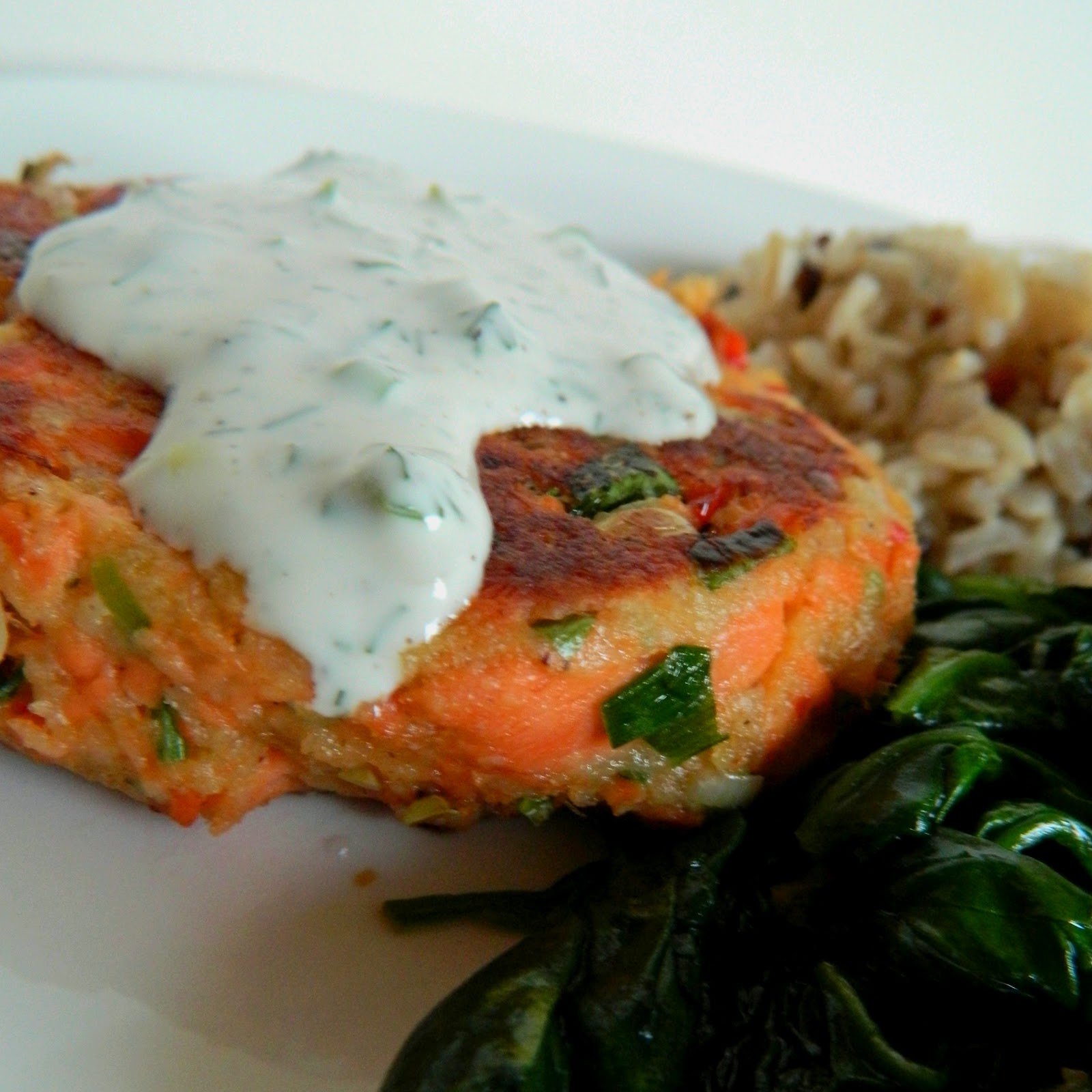 The Cyclist's Wife Salmon Cakes with Creamy Dill Sauce