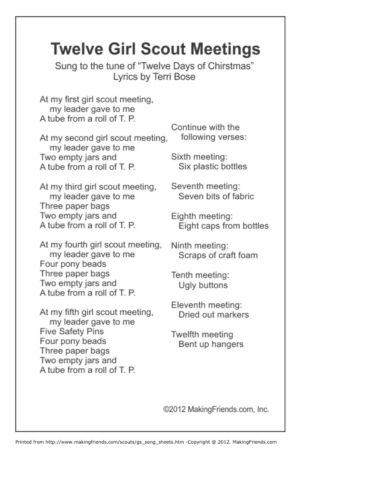 Our Girl Scout Troop Girl Scout Songs We Love...