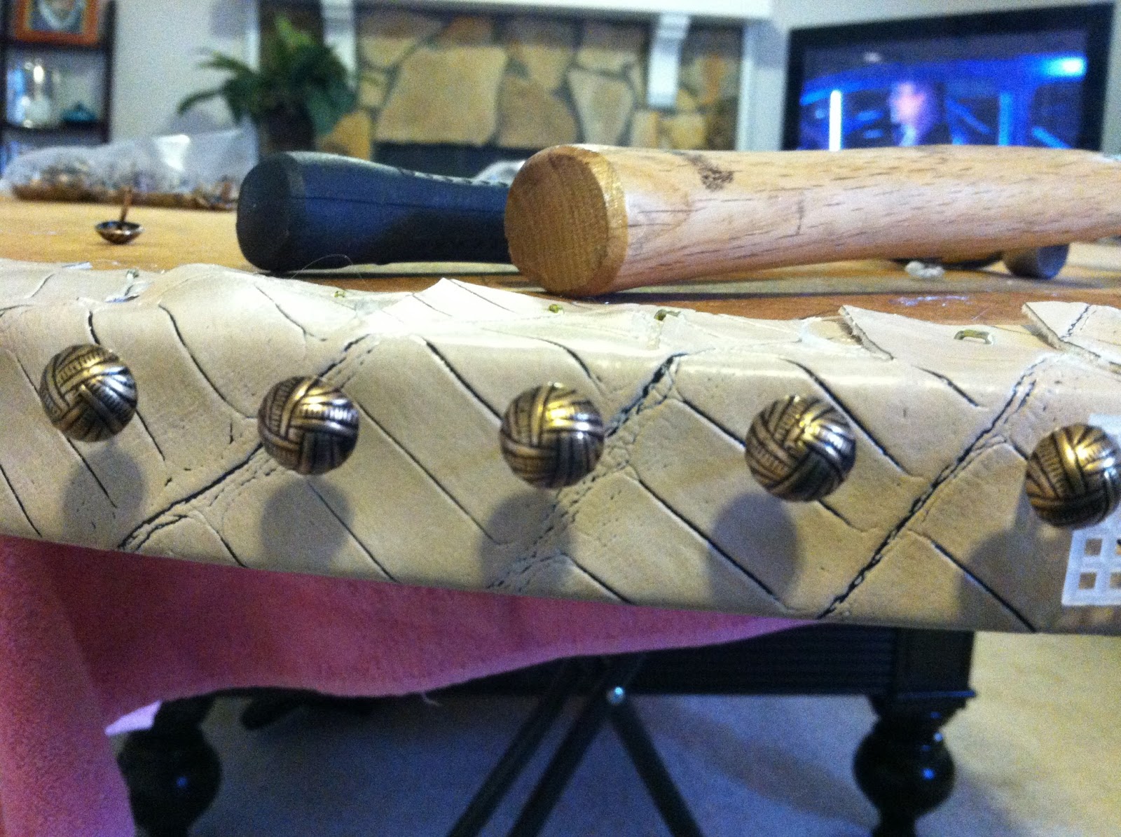 Encore Creations Faux Leather Top Table Makeover