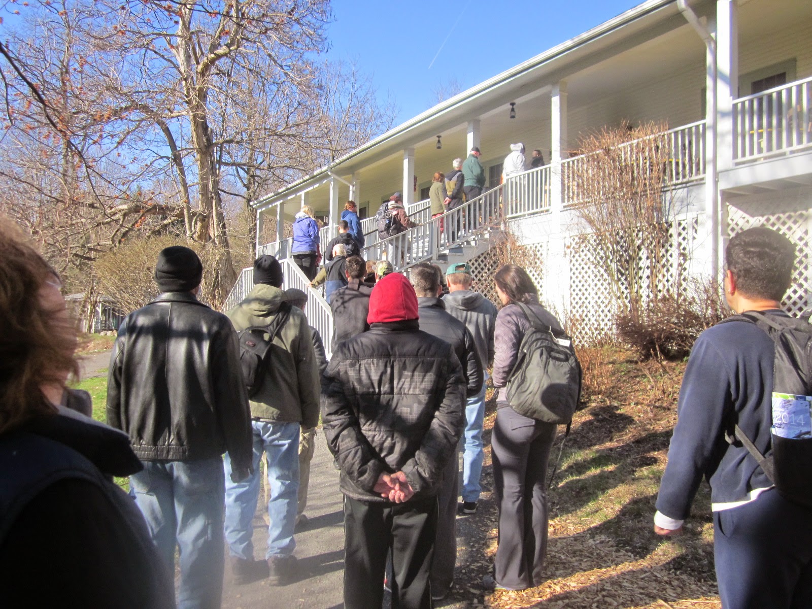 walking to mess hall