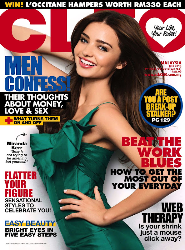 Miranda Kerr on the cover of Cleo Magazine Malaysia July 2013 Issue