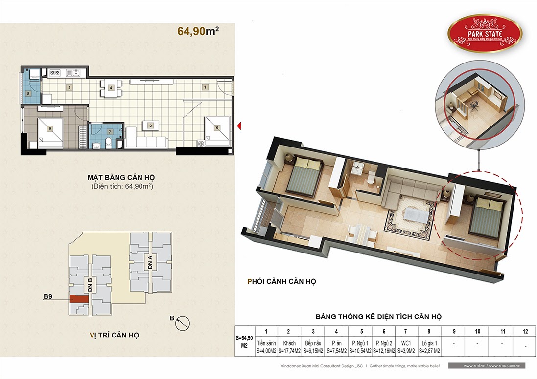 Sở hữu căn hộ chung cư cao cấp tại trung tâm quận Hà Đông chỉ với 900 triệu 009+Can+ho+65,50m2-V1