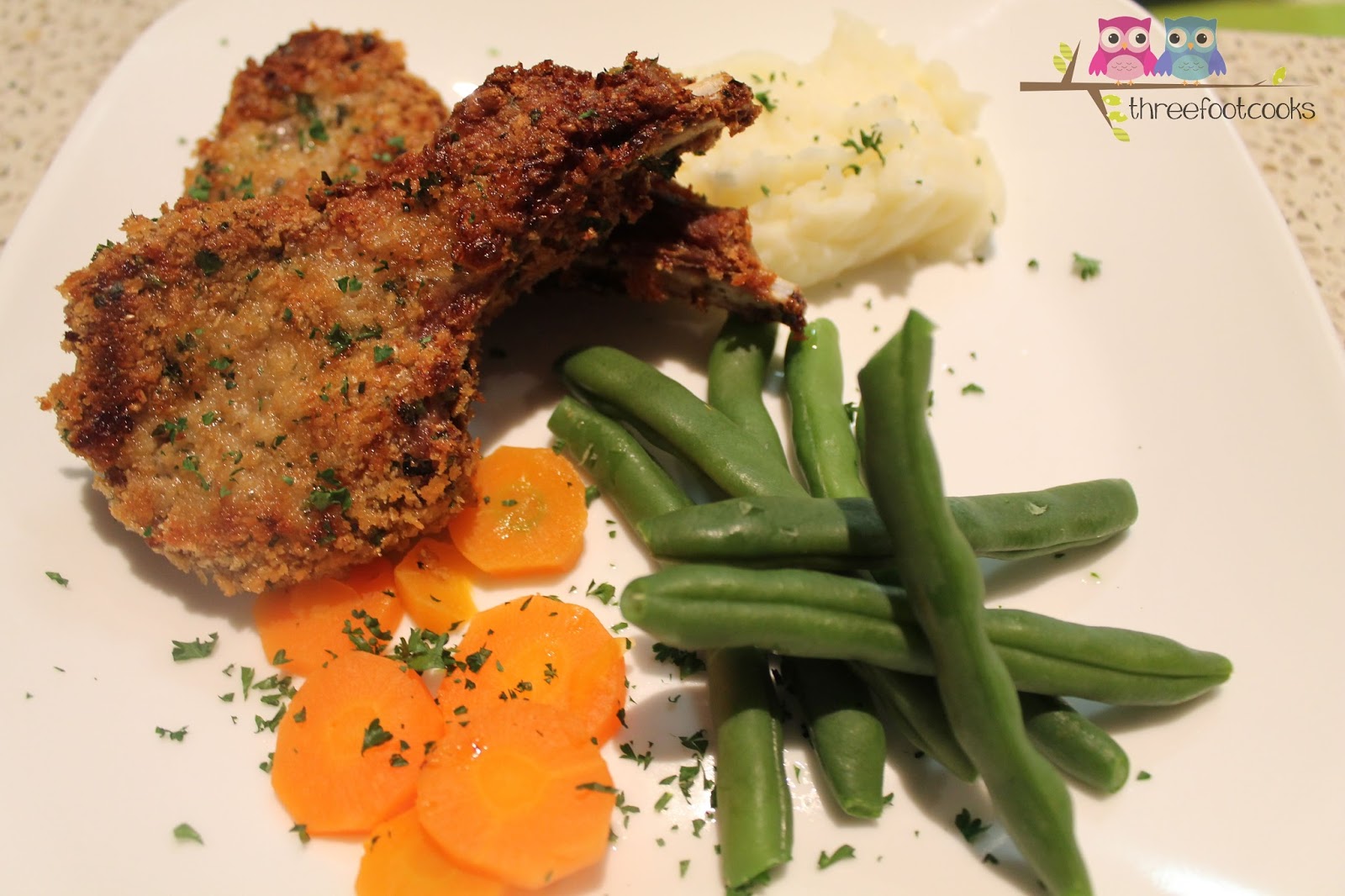 threefootcooks L is for Lamb Cutlets Crumbed for The Kids Cook Monday