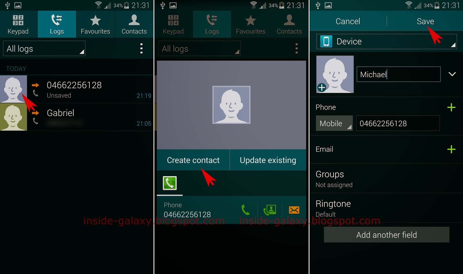 Inside Galaxy Samsung Galaxy S5 How to Add a New Contact in Android 4