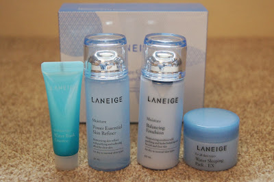 Korean/Asian skincare haul review brands laneige moisture care water bank essence power essential skin refiner water sleeping pack