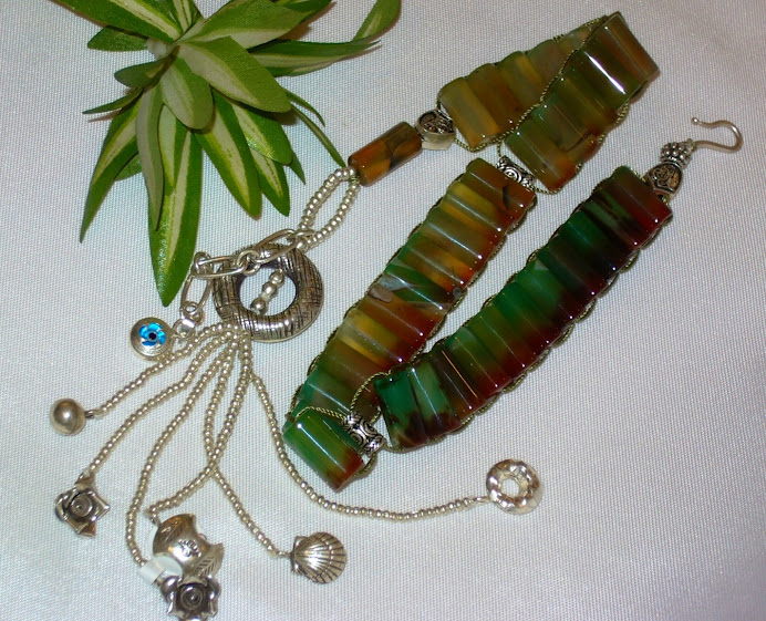 Green/Brown Agate Makramee Bracelet  Sebha