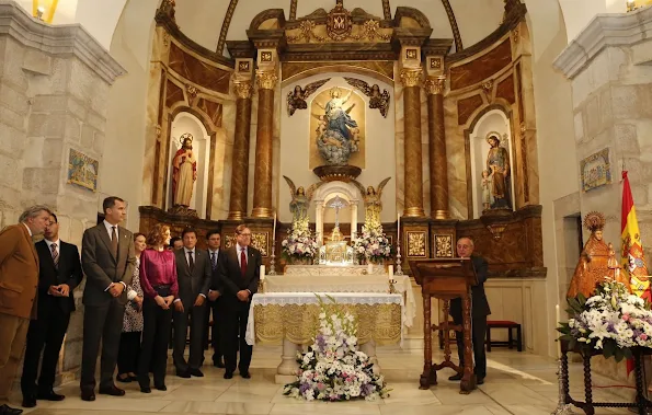 King Felipe and Queen Letizia visit Colombres, Asturias, Spain Queen Letizia wore Hugo Boss Trouser - pant, wore carolina herrera blouse, tous earrings