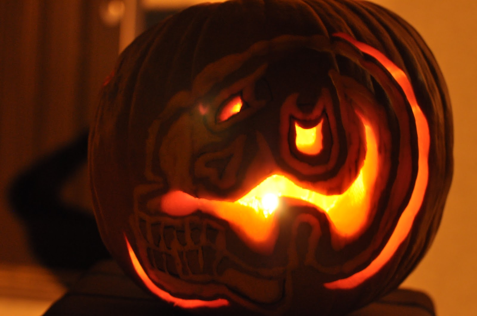 brown bobbin pumpkin carving and football helmets