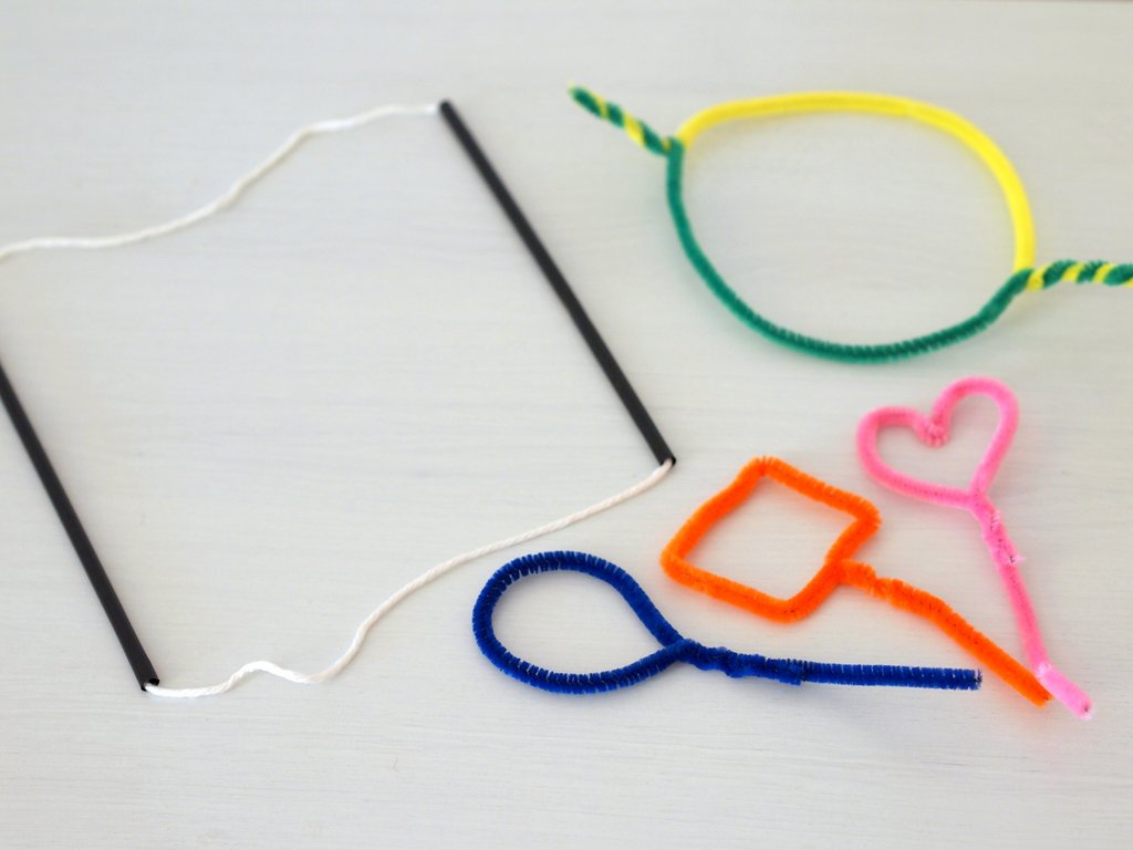 Make pipe cleaner bubble wands and big bubbles Pink Stripey Socks