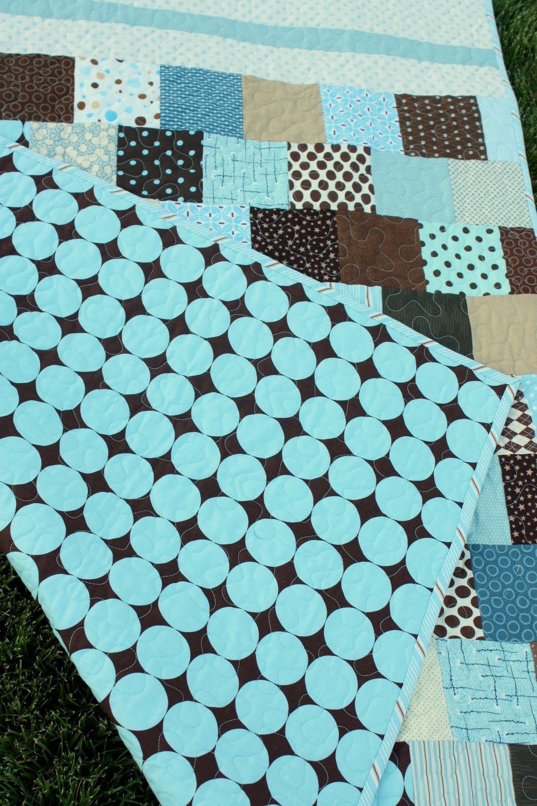 Brown and Blue Baby Quilt Diary of a Quilter a quilt blog