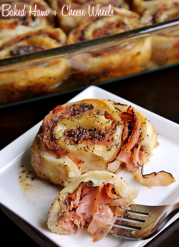 Baked Ham + Cheese Wheels With Dijon Glaze