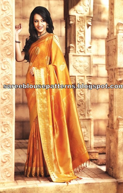 Trisha in Traditional Silk Saree South indian actress Trisha in mustard