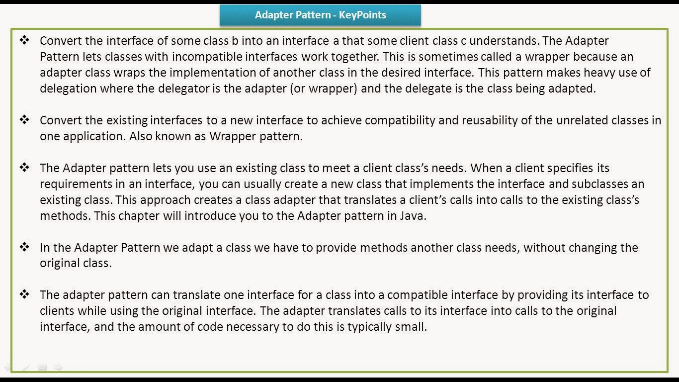 JAVA EE Adapter Design pattern keypoints