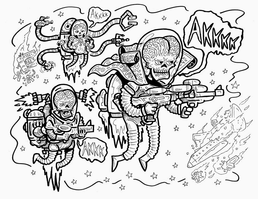 Pretty Weird Art Daily Sketches Marvin the Martian vs. Mars Attacks