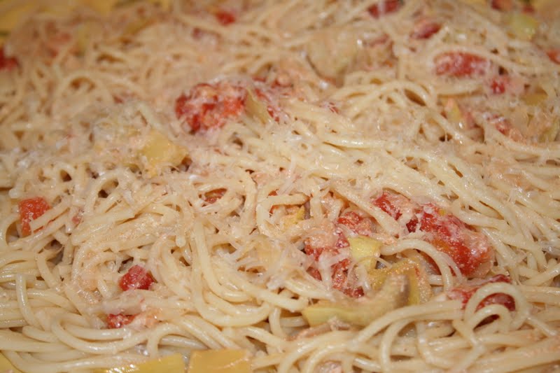 everything to entertain Spaghetti with Artichoke Hearts and Tomatoes
