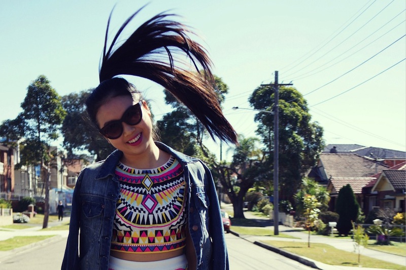 Missguided, aztec, Sass & Bide, Topshop, denim jacket, white flatforms, Windsor Smith