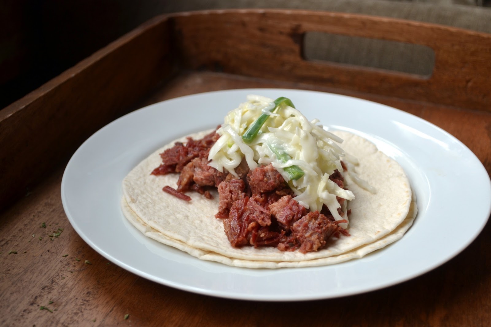 Hardly Housewives Corned Beef Tacos with Green Cabbage Slaw